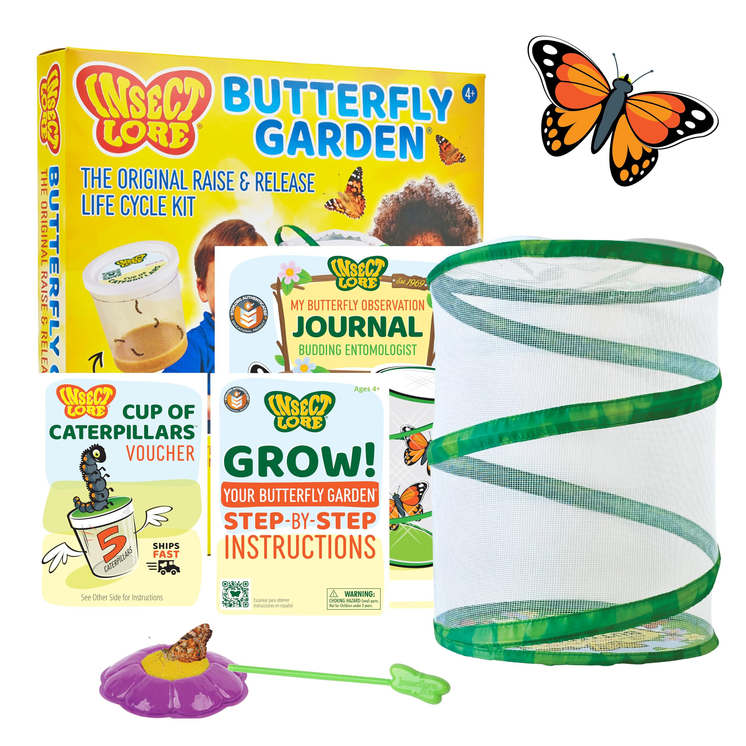 Insect Lore Raise and Release Butterfly Garden Kit – Caterpillar Habitat with redeemable Vouche... | Amazon (US)