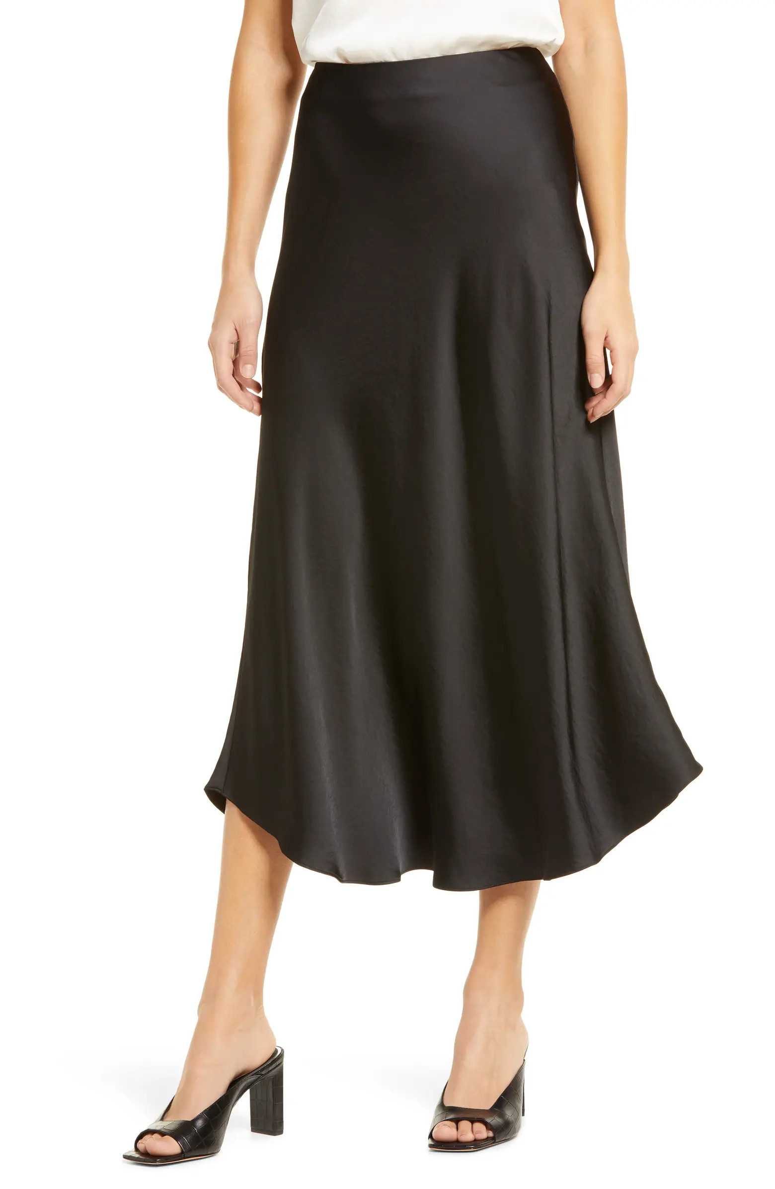 Bias Cut Satin Midi Skirt | Nordstrom