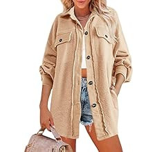 LAMISSCHE Womens Oversized Button Down Shacket Fuzzy Fleece Long Sleeve Jackets Warm Sherpa Colla... | Amazon (US)