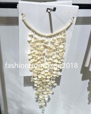 ZARA NEW WOMAN WATERFALL SHELL CORD NECKLACE ECRU 1070/201/712 | eBay US