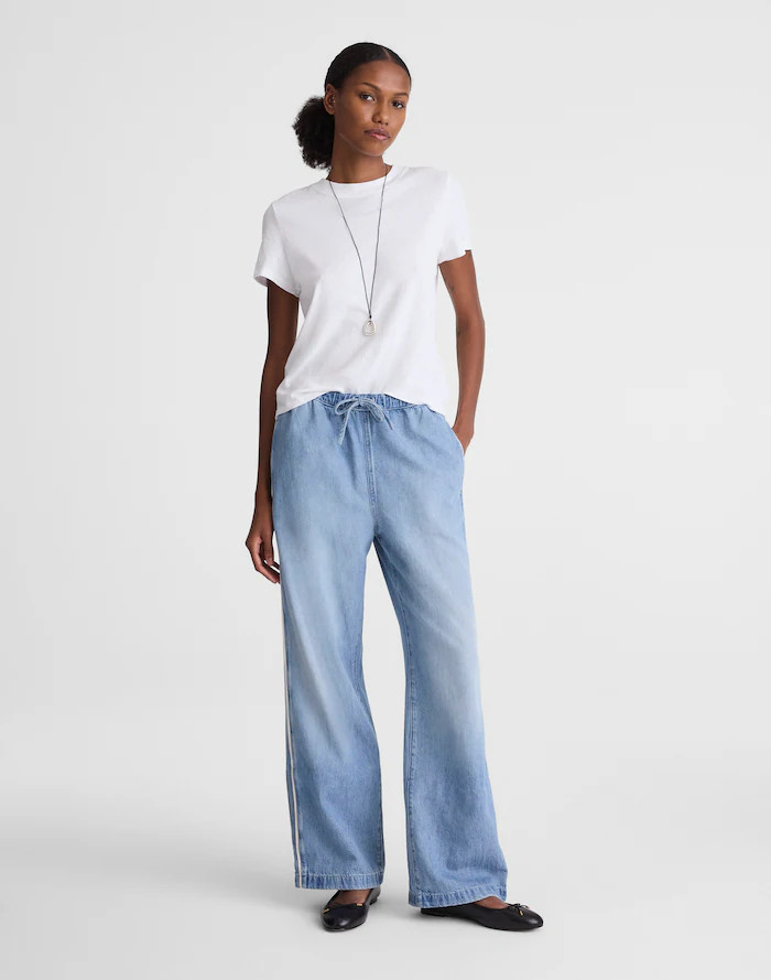 Pull-On Track Pants in Airy Denim | Madewell