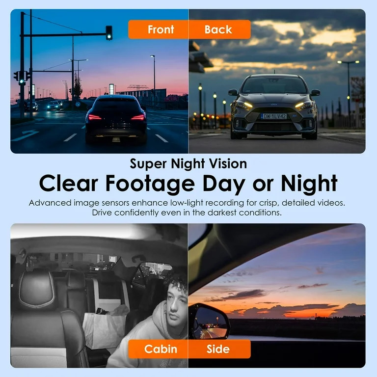 Rexing 4CH Dash Cam w/ All 1080p, Wi-Fi, Loop Recording, G-Sensor, Dual Mount, 32GB Card Included | Walmart (US)
