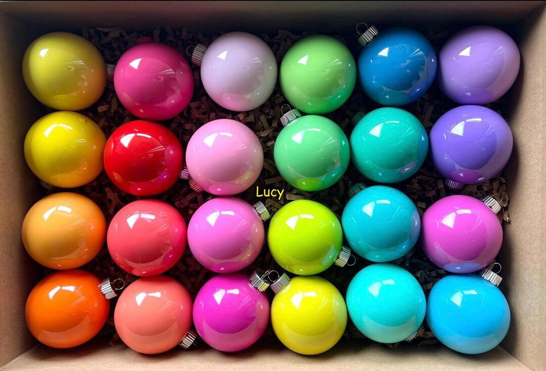 Hand-painted Shatterproof Christmas Ornaments - Set of 24 Colorful Baubles 3.15 Inches - Etsy | Etsy (US)