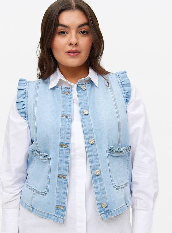 Light Wash Frill Denim Waistcoat XL | Tu Clothing