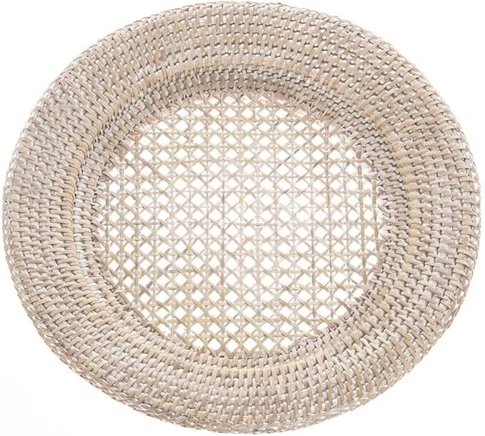 KOUBOO Round Rattan Charger Plate, White Wash (Pack of 2), 12.5 inches x 12.5 inches | Amazon (US)