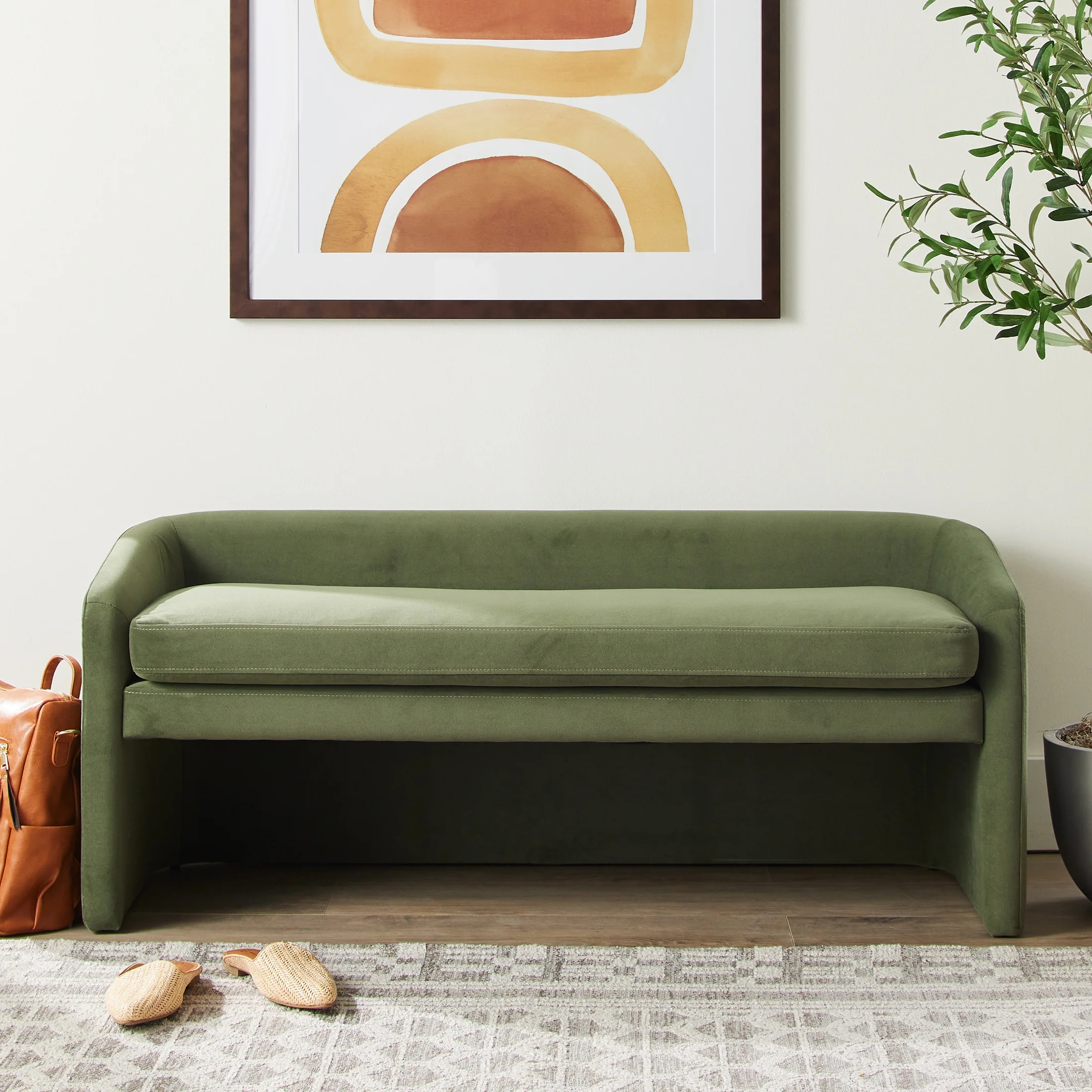 Better Homes & Gardens Wyatt 50" Velvet Accent Bench, Olive | Walmart (US)