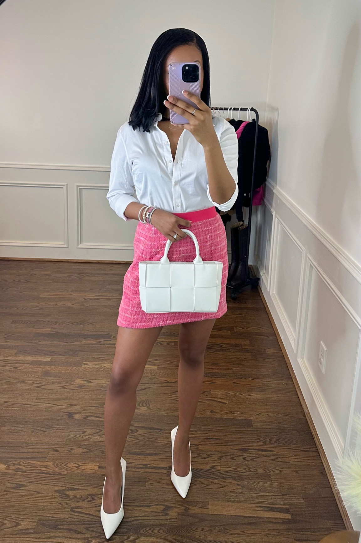 Pink & White 💕
Love this pink tweed skirt mini skirt for spring time. White pointed heels are from Aldo.

#LTKSeasonal #LTKshoecrush #LTKstyletip