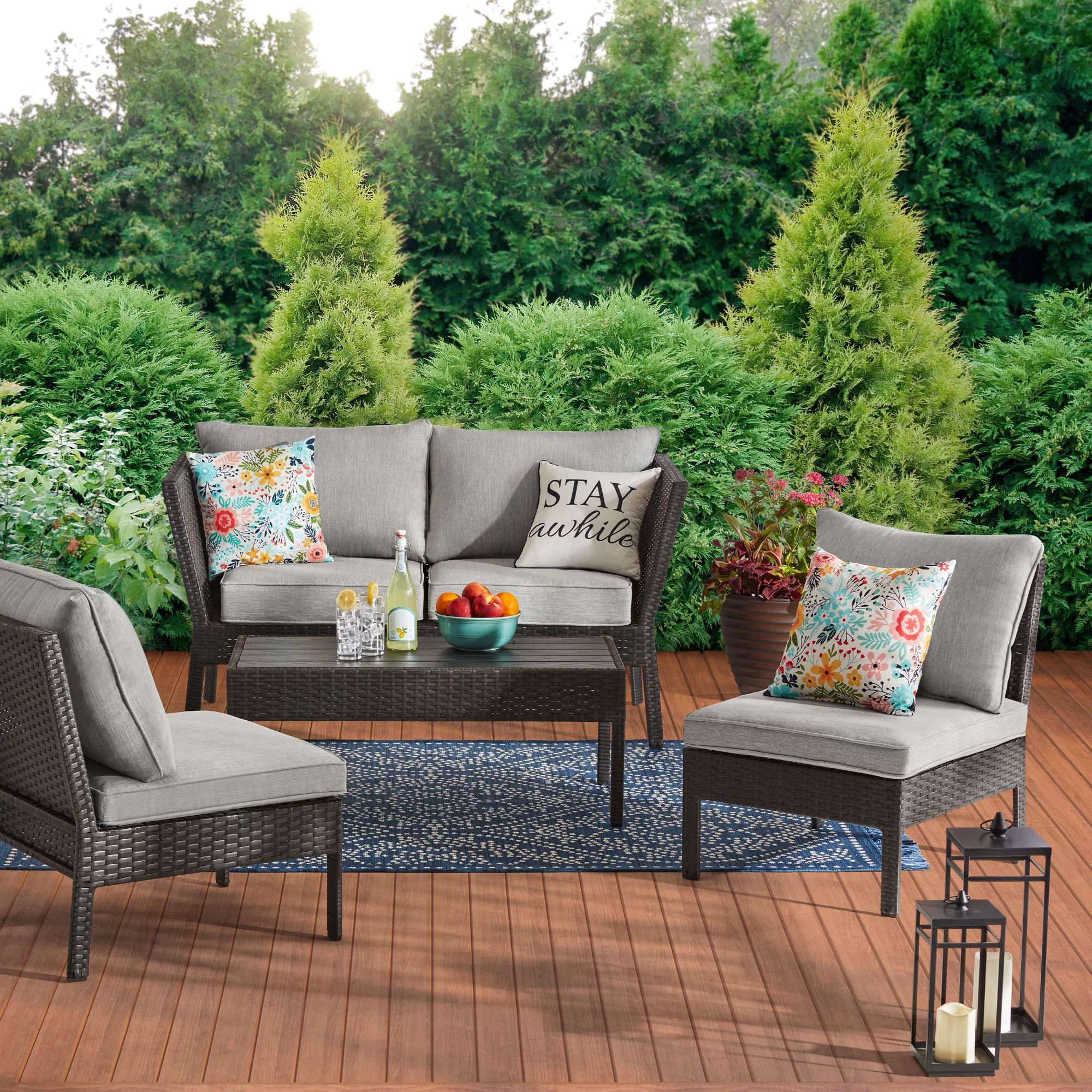 Mainstays Ayden Park 4-Piece Outdoor Patio Conversation Set, Brown | Walmart (US)