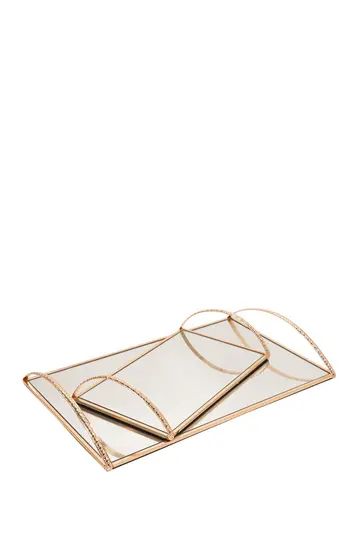 Metal 13/19" Mirrored Tray with Handles - Gold - Set of 2 | Nordstrom Rack