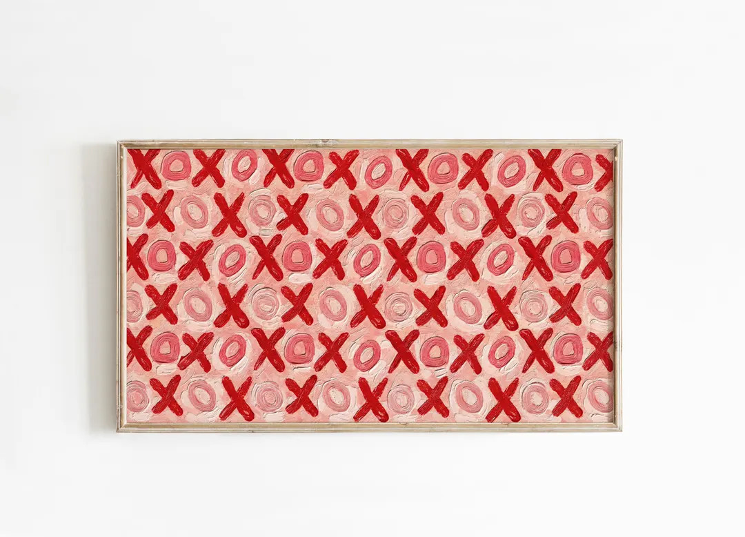 XOXO Frame TV Art, Pink Valentines Decor - Etsy | Etsy (US)