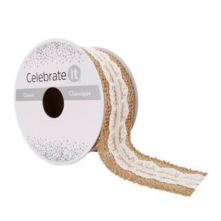 1.5" x 3yd. Faux Burlap & Lace Wired Ribbon by Celebrate It® Classic | Michaels® | Michaels Stores