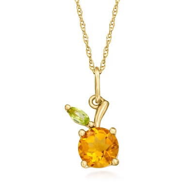 Pure Collection by Ross-Simons 0.70 Carat Citrine Peach Pendant Necklace With Single Peridot in 14kt Yellow Gold Size 16 | Target