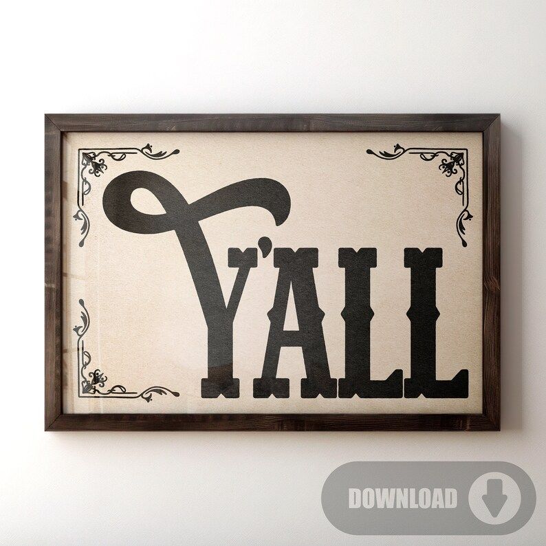 Instant Digital Download Y'all Typography Print Gift for - Etsy | Etsy (US)