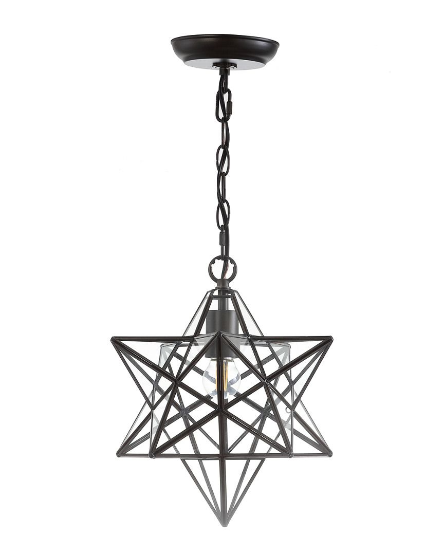 JONATHAN Y Stella 13in Moravian Star MetalGlass LED Pendant | Gilt