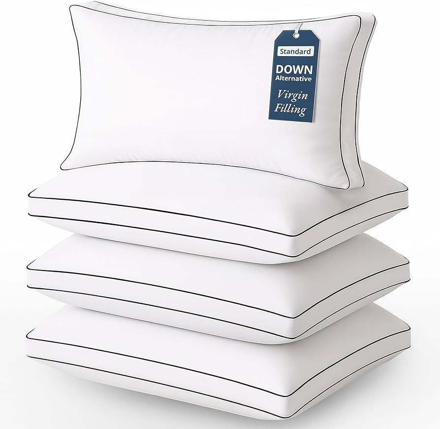 LANE LINEN Pillows Standard Size Set of 4 - Medium Soft Support Gusseted Hotel Quality Pillows fo... | Amazon (US)