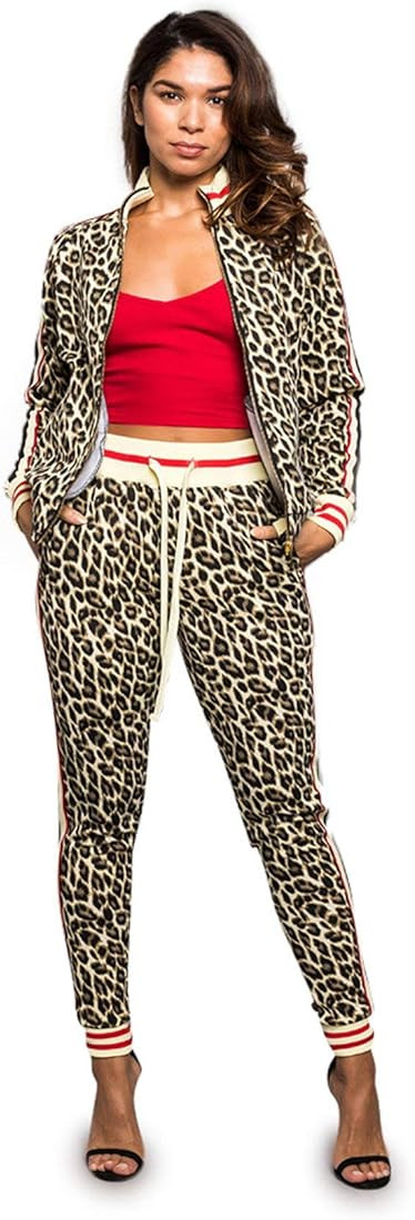 Amazon.com: VICTORIOUS Women's Fierce Leopard 2 Piece Tracksuit Set - Long Sleeve Sweatshirts and... | Amazon (US)