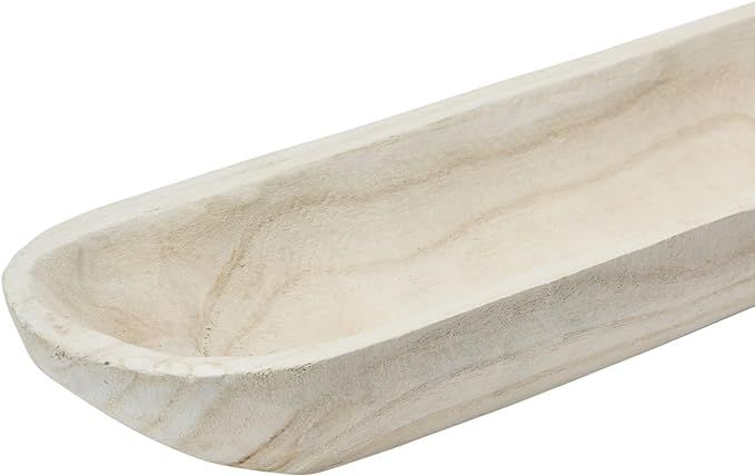 Creative Co-Op Decorative Paulownia Wood Bowl, White Tray | Amazon (US)