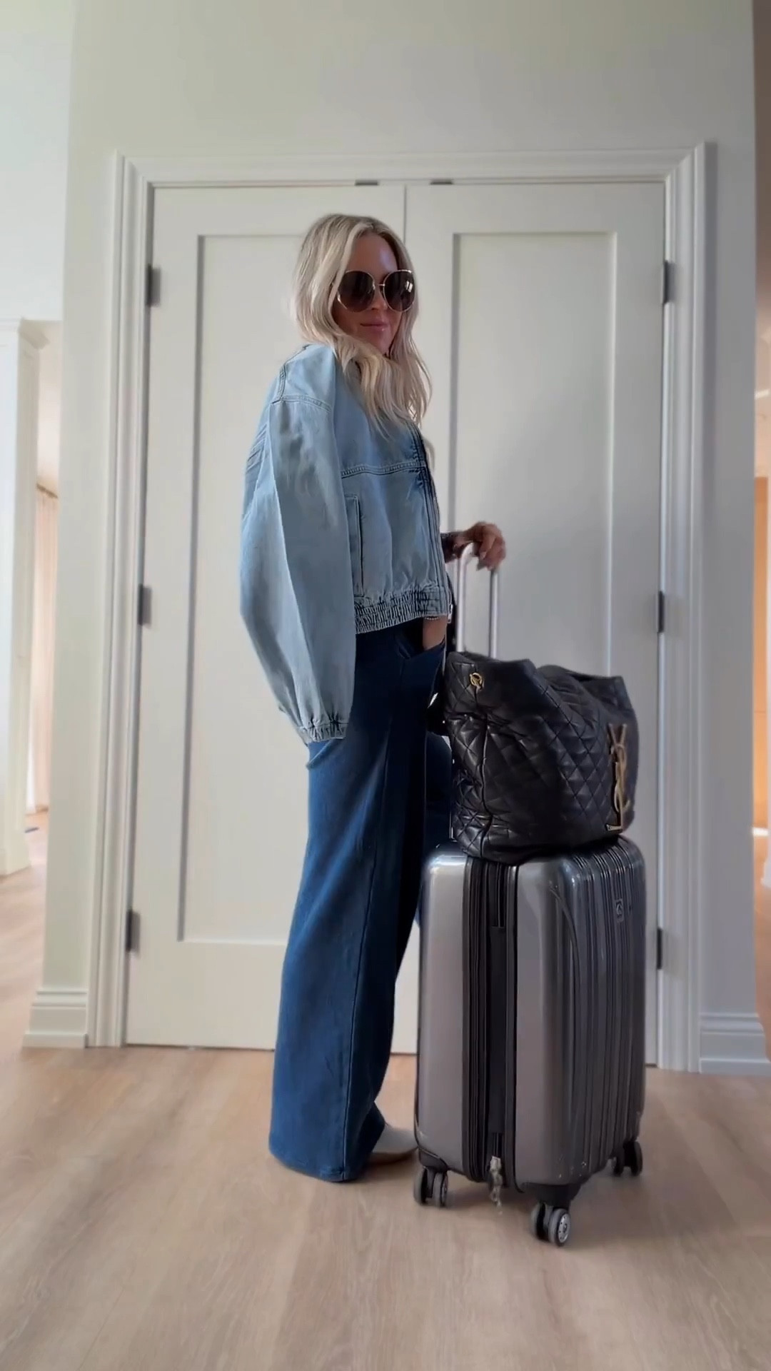 Looks like denim but it’s sweats! Also got in this new denim bomber which I love and it’s on sale! ✨✨✨

I did medium in pants for length and small in tops. More colors. 

Travel set. Travel. Lounge set. Sweats. 

#LTKootd #LTKTravel #LTKSeasonal