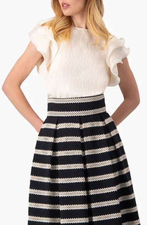 IVONNE Ruffled Sleeve Textured Blouse in Natural at Nordstrom, Size 12 | Nordstrom