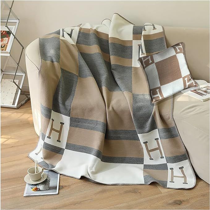 H-Shaped Sofa Blanket - Luxury H-Shaped Warm Shawl Knitted Super Soft Cashmere Blanket with H-Sha... | Amazon (US)