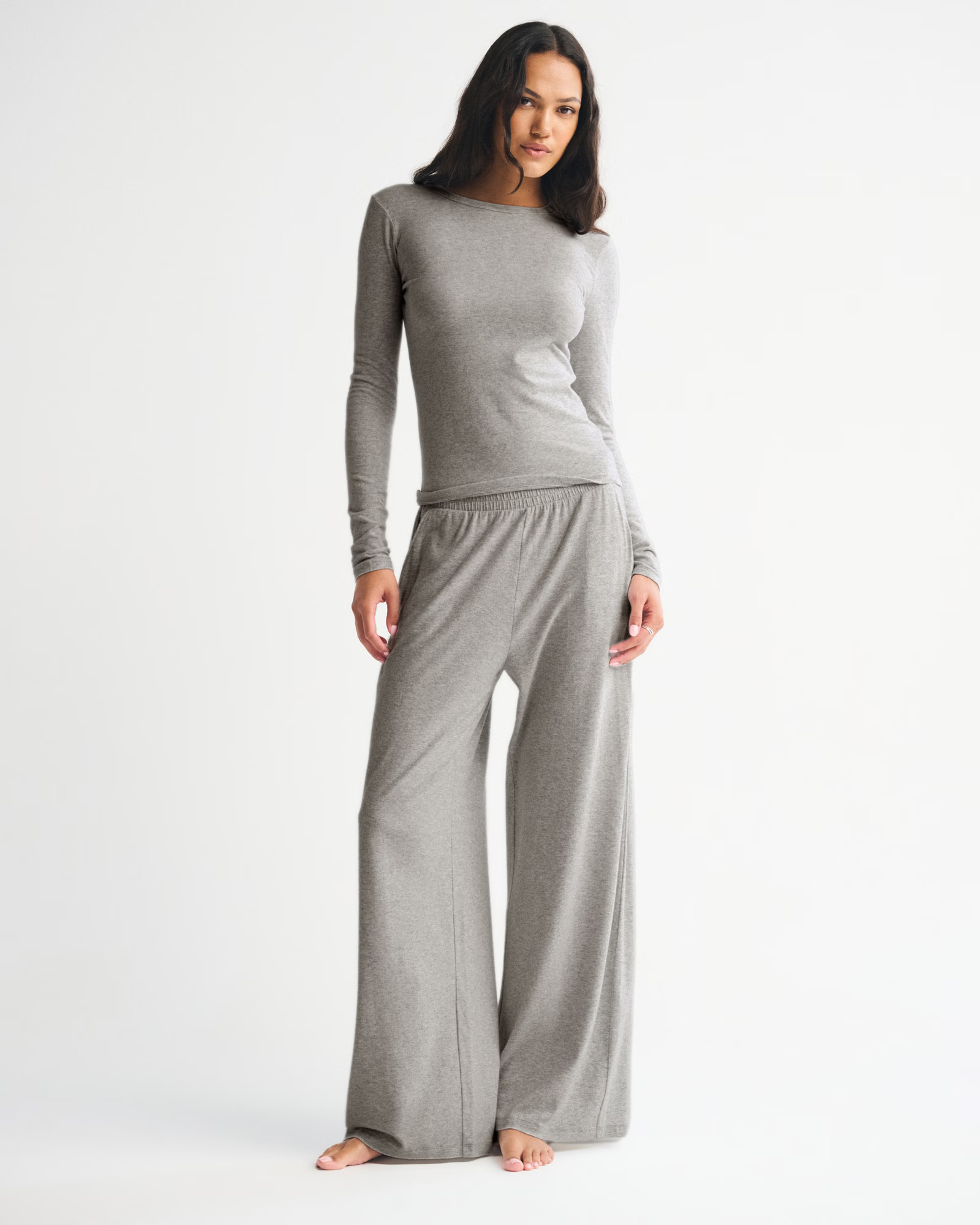 Long-Sleeve Cozy Lounge Knit Tee | Abercrombie & Fitch (UK)