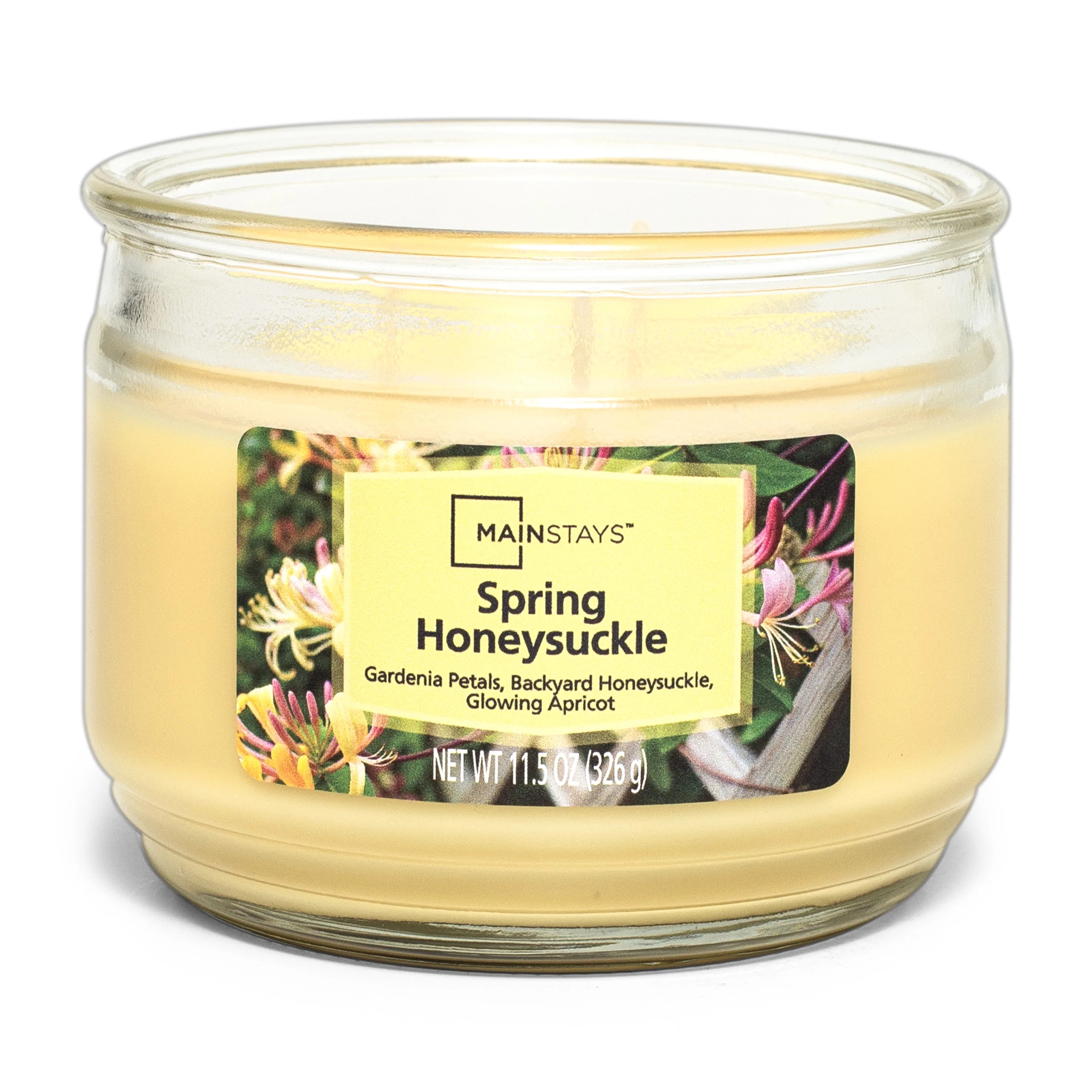 Mainstays Spring Honeysuckle Scented 3-Wick Glass Jar Candle, 11.5 oz | Walmart (US)