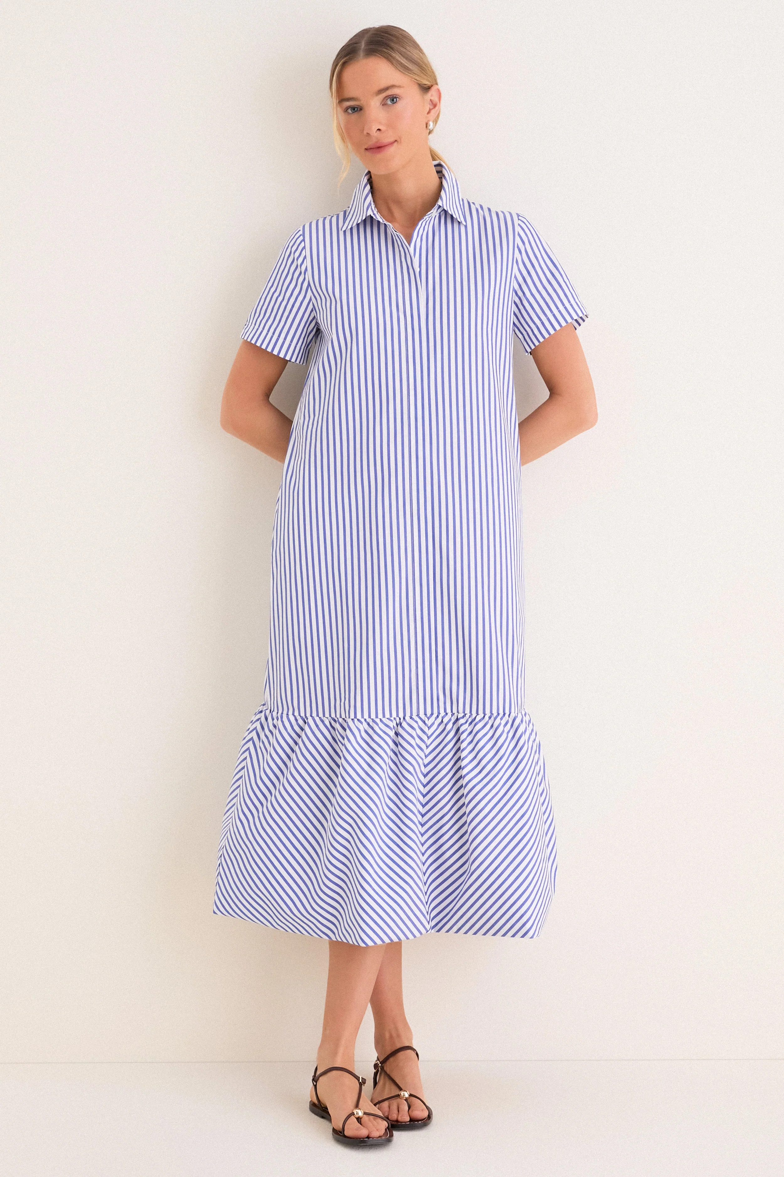 Blue and White Stripe Martine Bubble Maxi Dress | Tuckernuck (US)