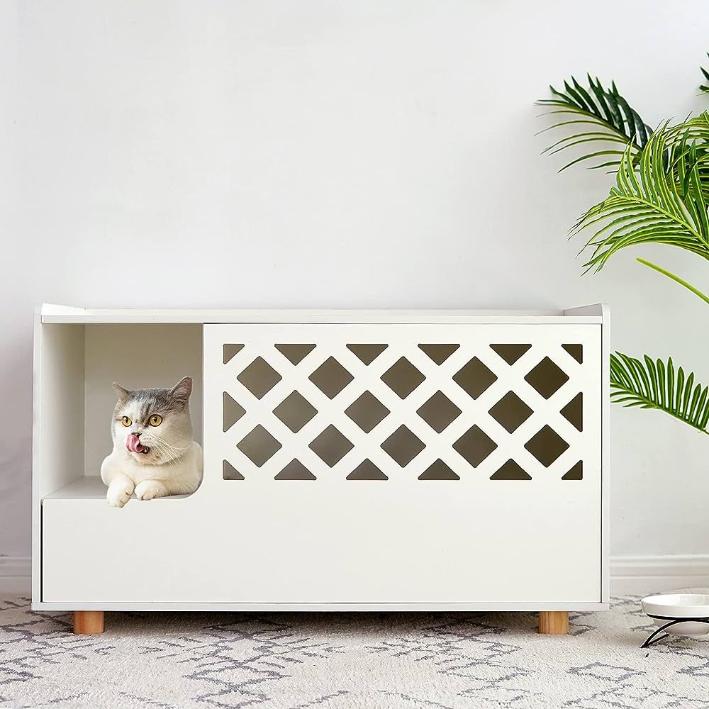 Mallify Modern Cat Litter Box Enclosure, Wooden Pet Washroom with Door and Vent, Indoor Hidden Fu... | Amazon (US)