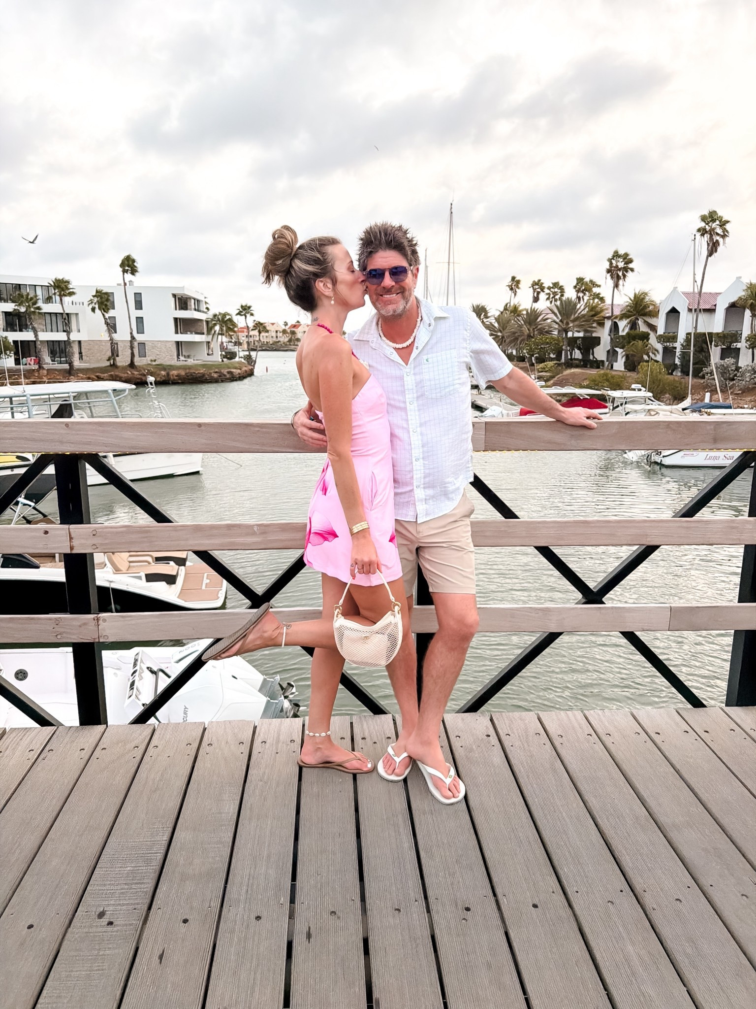 Date night while on vacation
Summer style and pink tropical dress 
Chanel bag and tkees brown leather sandals 
Outfit ideas and dresses for summer and resorts 