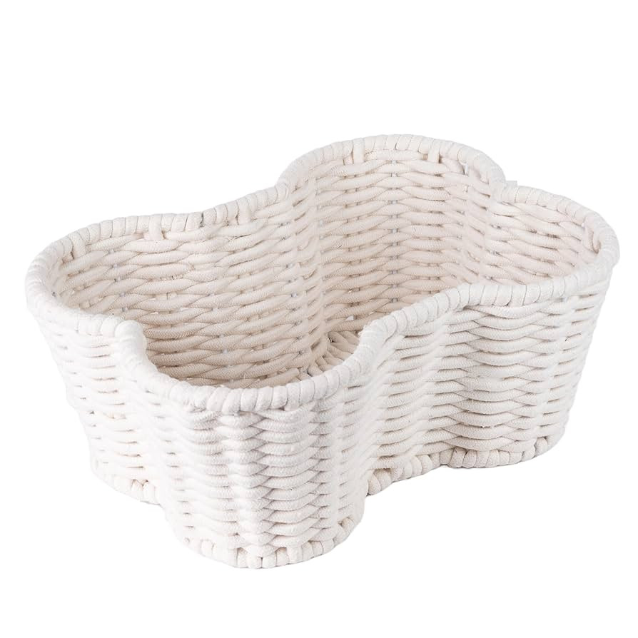 Dog Toy Basket, Handmade Dog Toy Bin, Bone Shaped Pet Organizer, Cat Storage Box (Cotton Rope, 17... | Amazon (US)