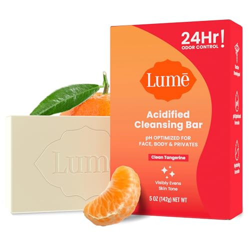 Lume Acidified Body Cleansing Bar - 24 Hour Odor Control - Removes Odor Better than Soap - Moisturizing Formula - Formulated Without SLS orParabens - OB/GYN Developed - 5 ounce (Clean Tangerine) | Amazon (US)