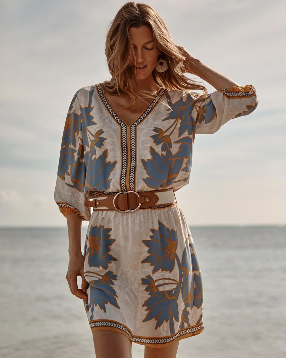 ¾ Sleeve Smocked Waist Dress | White House Black Market