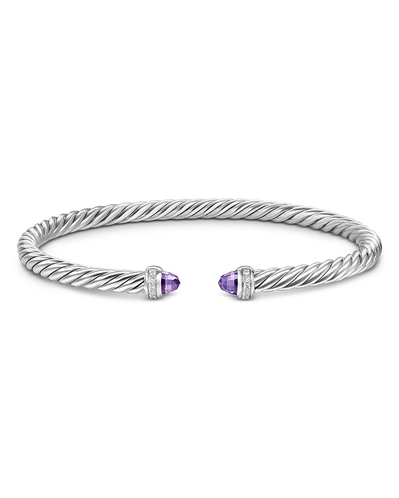 David Yurman Cablespira Flex Bracelet in Sterling Silver with Amethyst and Diamonds, 4mm | Bloomingdale's (US)
