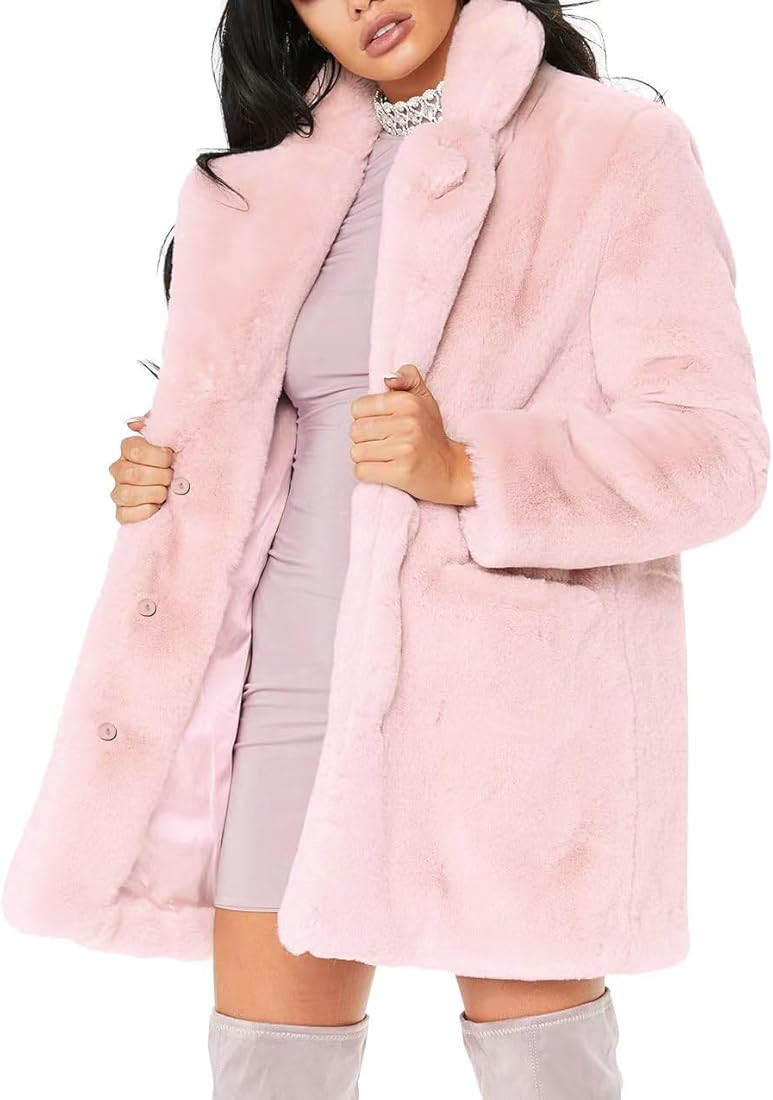 TOPONSKY Womens Winter Warm Lapel Faux Fur With Inner Lining & Buttons Coats | Amazon (US)