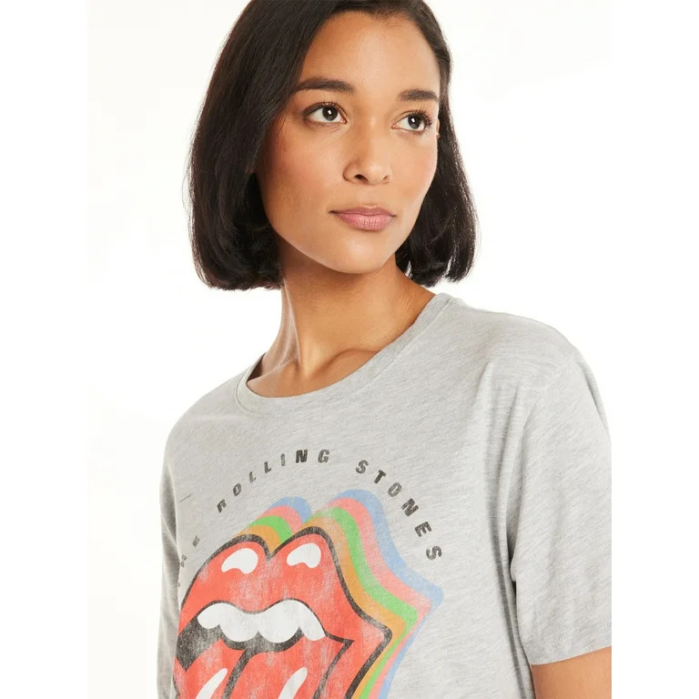 Time and Tru Women's Rolling Stones Graphic Print T-Shirt, Sizes XS-XXXL | Walmart (US)