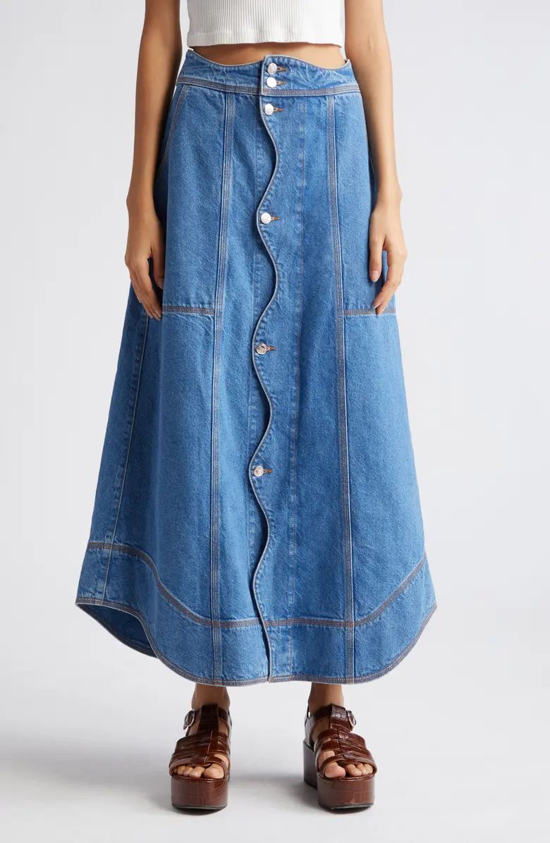 Wave Denim Maxi Skirt | Nordstrom