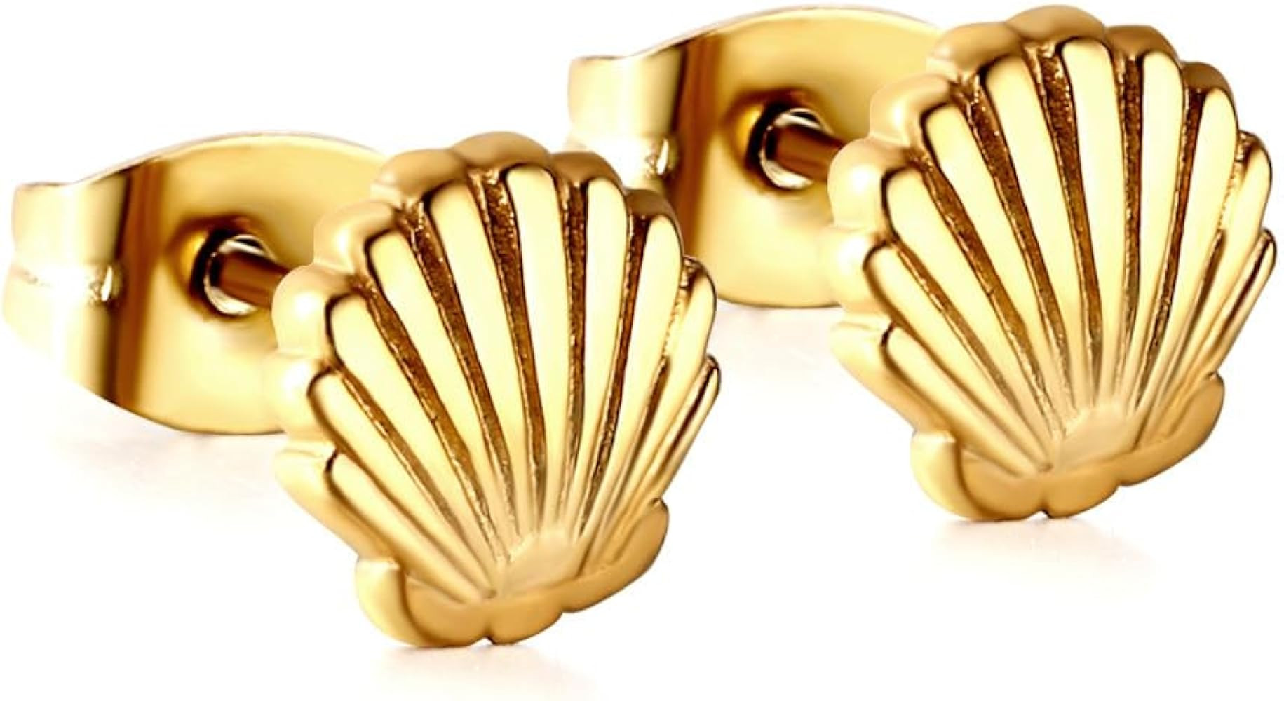 Mini Shell Stud Earrings For Women Girls Stainless Steel Minimalist Dainty Tiny Delicate Scallop ... | Amazon (US)