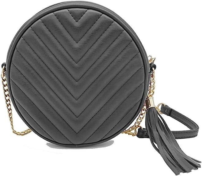 Small Crossbody Bags for Women Circle Quilted Purse Faxu Leather Shoulder Round bag | Amazon (US)