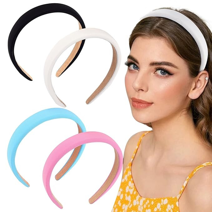 Wecoe 4 Pack Headbands for Women Fashion Headbands Women Thick Headbands Soft Foam Padded Headban... | Amazon (US)
