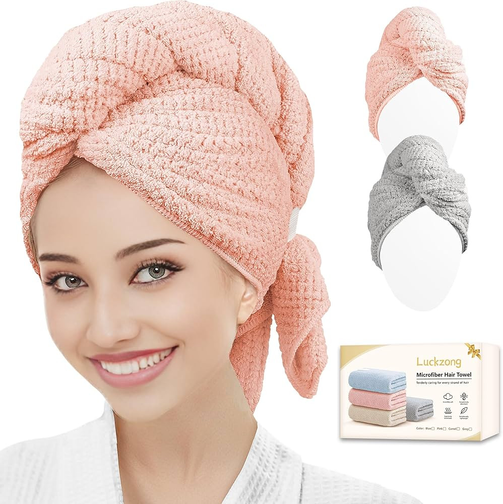 Microfiber Hair Towel Wrap for Women/Men,Pack of 2 Hair Wrap Towels for Curly Hair,Hair Turban To... | Amazon (US)