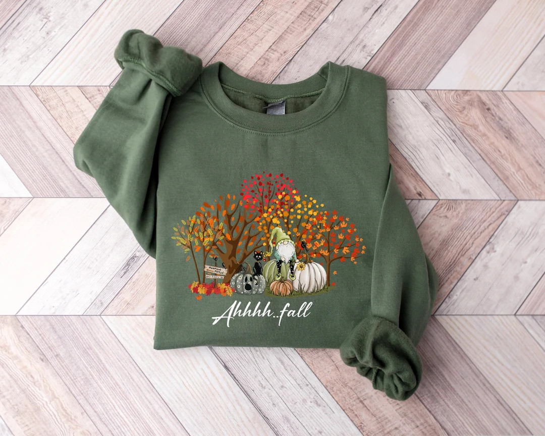 Fall Sweatshirt, Fall Shirt, Ahh Fall Shirt, Fall Season Shirt, Fall Leaves Shirt, Fall Gnome Shi... | Etsy (US)