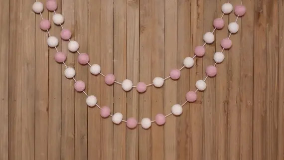 Light Pink and White Garland - Girl Nursery Decor, Baby Shower Decorations, Girls Room, Birthday ... | Etsy (US)