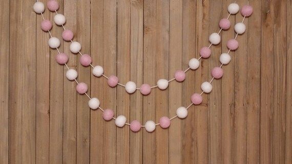 Light Pink and White Garland - Girl Nursery Decor, Baby Shower Decorations, Girls Room, Birthday ... | Etsy (US)
