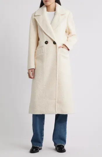BCBGMAXAZRIA Double Breasted Bouclé Coat in Cream at Nordstrom Rack, Size X-Small | Nordstrom Rack