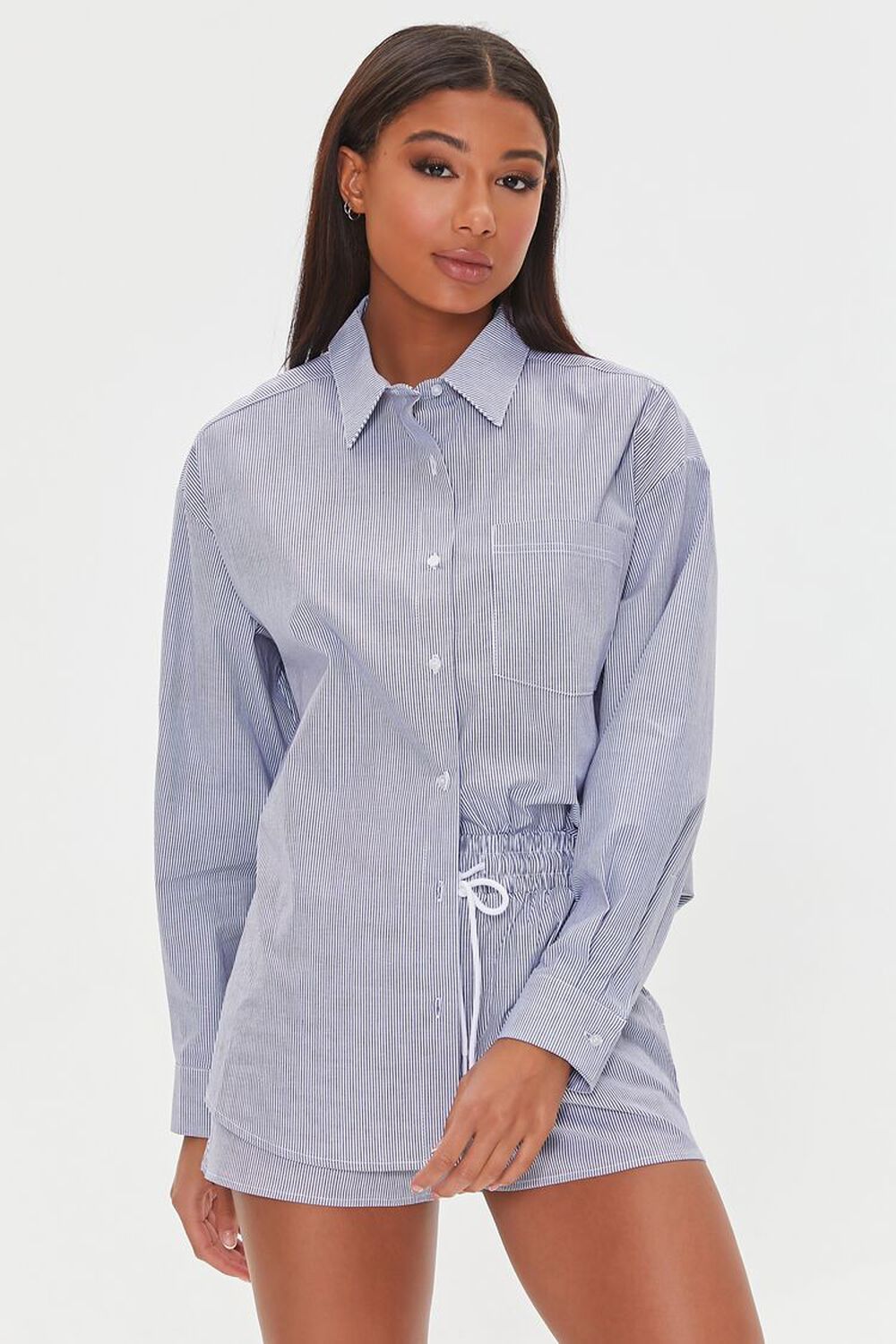 Pinstriped Button-Front Shirt | Forever 21 (US)