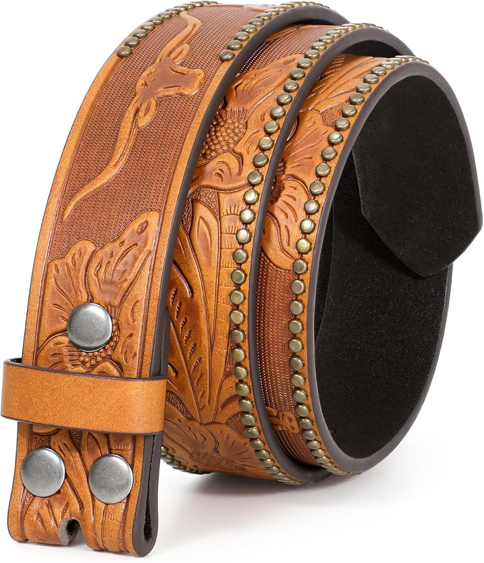 WHIPPY Western Belts for Men without Buckle Cowboy Belt Western Leather Belt Strap for Men Women ... | Amazon (US)