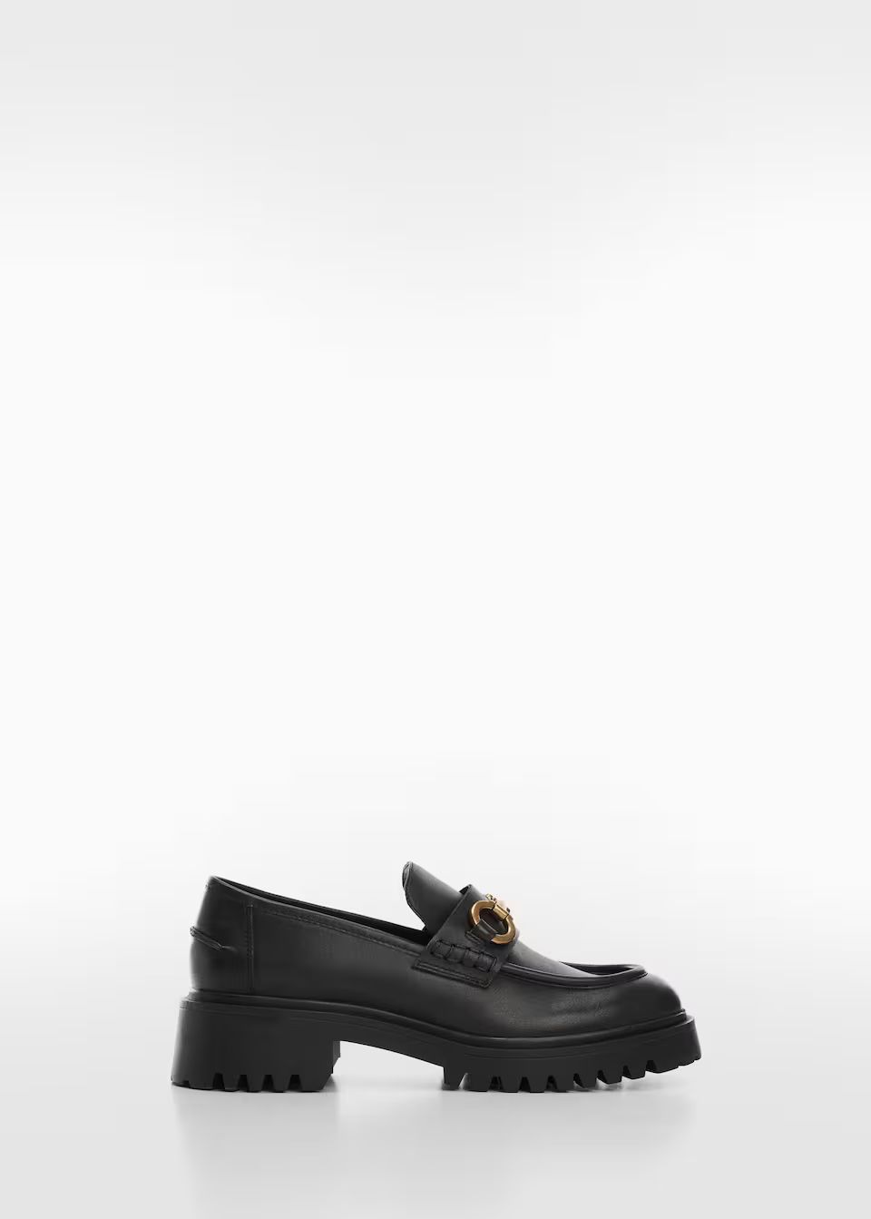 Leather moccasin with track sole | MANGO (US)