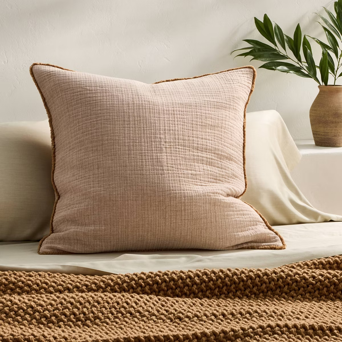 Euro 26''x26'' Textured Chambray Cotton Decorative Throw Pillow - Casaluna™ | Target