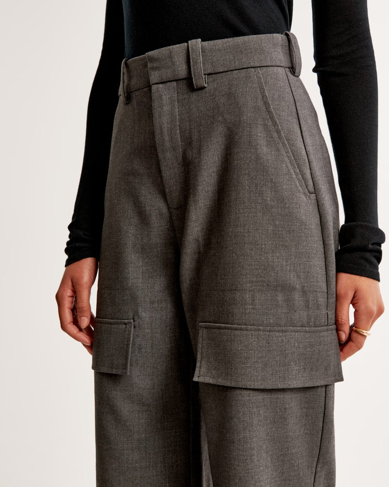 Midweight Suiting Wide Leg Cargo Pant | Abercrombie & Fitch (US)