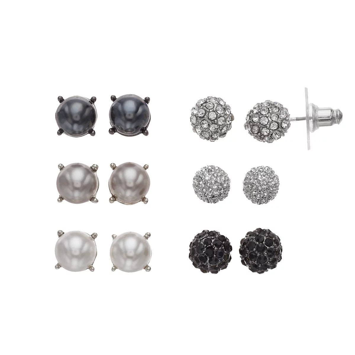 Simply Vera Vera Wang Simulated Pearl & Simulated Crystal Fireball Stud Earring Set | Kohl's
